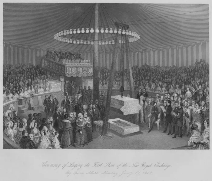 Framed Print : Ceremony of Laying the First Stone of the New Royal Exchange, c1842. Artist: Henry Melville Framed Print : Ceremony of Laying the First Stone of the New Royal Exchange, c1842. Artist: Henry Melville