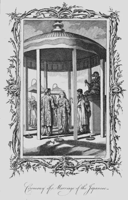Framed Print : Ceremony of Marriage of the Japanese, late 18th century. Artist: J Hall Framed Print : Ceremony of Marriage of the Japanese, late 18th century. Artist: J Hall