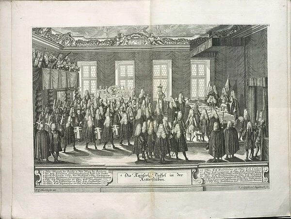 The Ceremony of Reverence to Joseph I at the Knights Hall of the Hofburg Palace, 1705. Artist: Steinl, Matthias (c. 1644-1727)