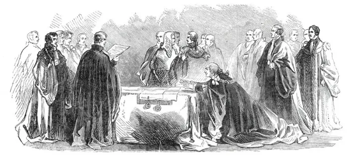 Framed Print : Ceremony of Swearing in the Lord Mayor, 1844. Creator: Unknown Framed Print : Ceremony of Swearing in the Lord Mayor, 1844. Creator: Unknown