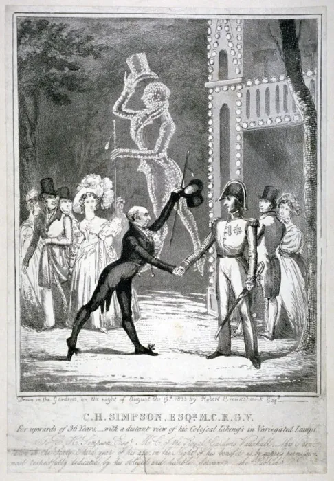 Framed Print : Ceremony in Vauxhall Gardens, Lambeth, London, 1833. Artist: Isaac Robert Cruikshank Framed Print : Ceremony in Vauxhall Gardens, Lambeth, London, 1833. Artist: Isaac Robert Cruikshank