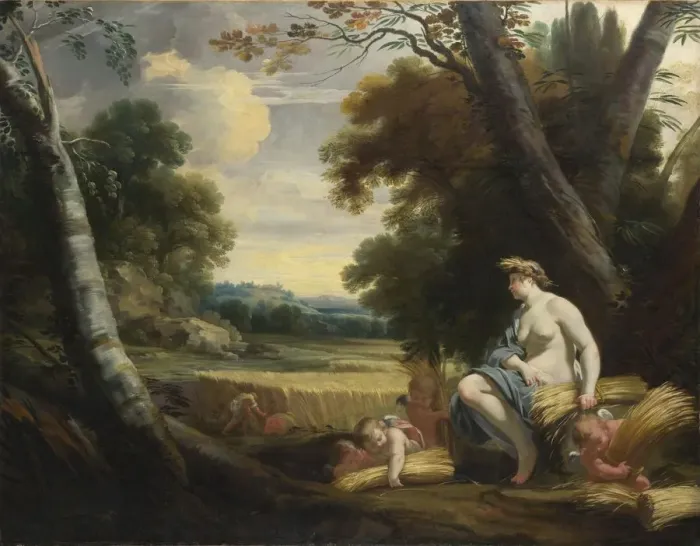 Framed Print : Ceres and Harvesting Cupids, c. 1635. Artist: Vouet, Simon (1590-1649) Framed Print : Ceres and Harvesting Cupids, c. 1635. Artist: Vouet, Simon (1590-1649)