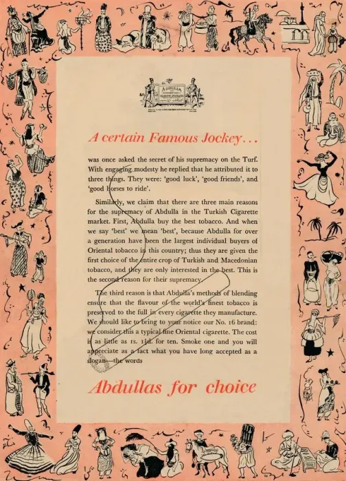 Framed Print : A certain Famous Jockey Abdullas for choice, 1939 Framed Print : A certain Famous Jockey Abdullas for choice, 1939