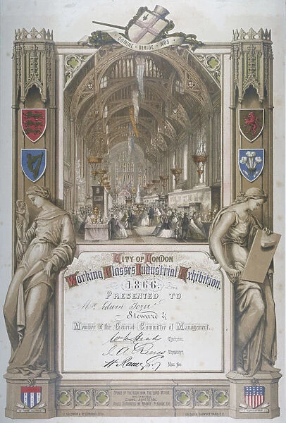 Certificate presented to stewards at City of London Working Classes Industrial Exhibition, 1866