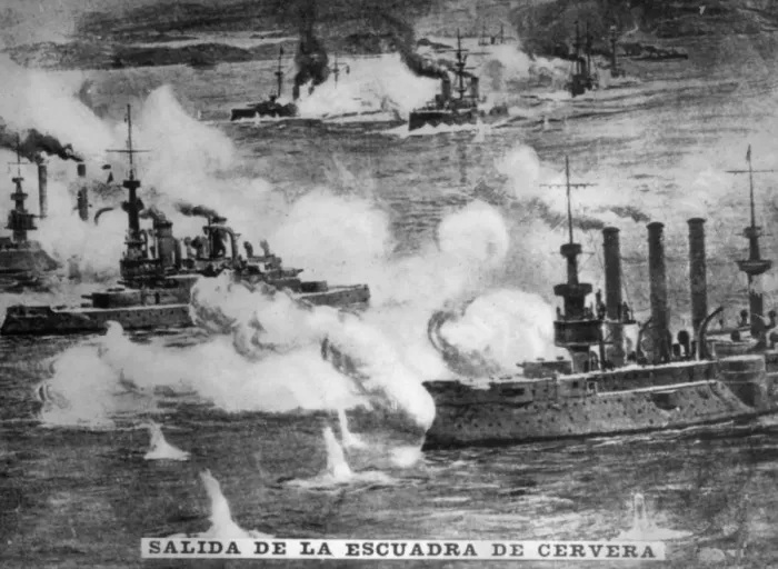 Framed Print : Cerveras Squadron, (1898), 1920s Framed Print : Cerveras Squadron, (1898), 1920s