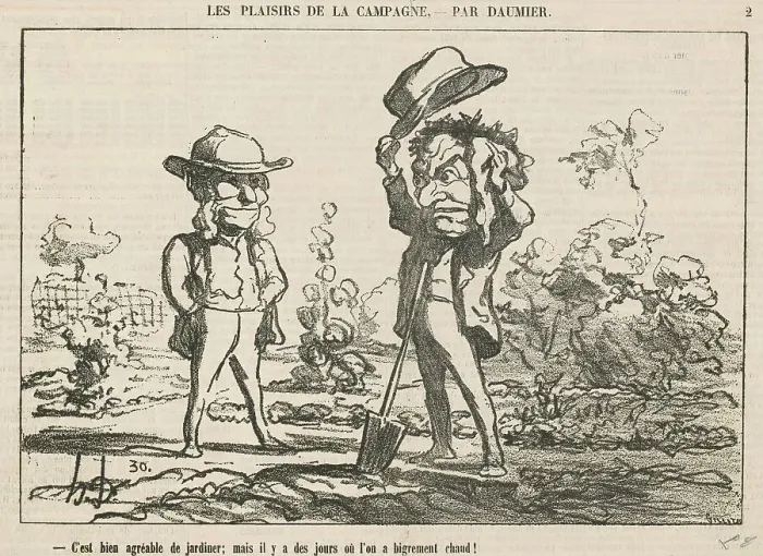 Framed Print : C'est bien agréable de jardiner, 19th century. Creator: Honore Daumier