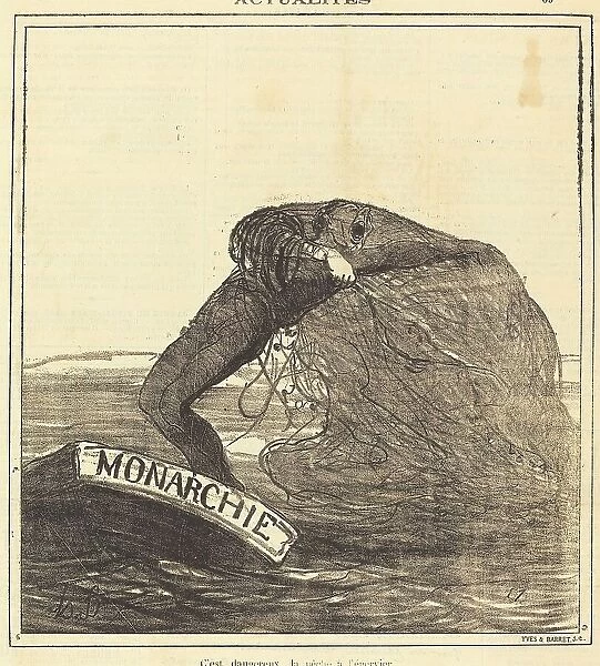 C'est dangereux, la pêche à l'épervier, 1871. Creator: Honore Daumier