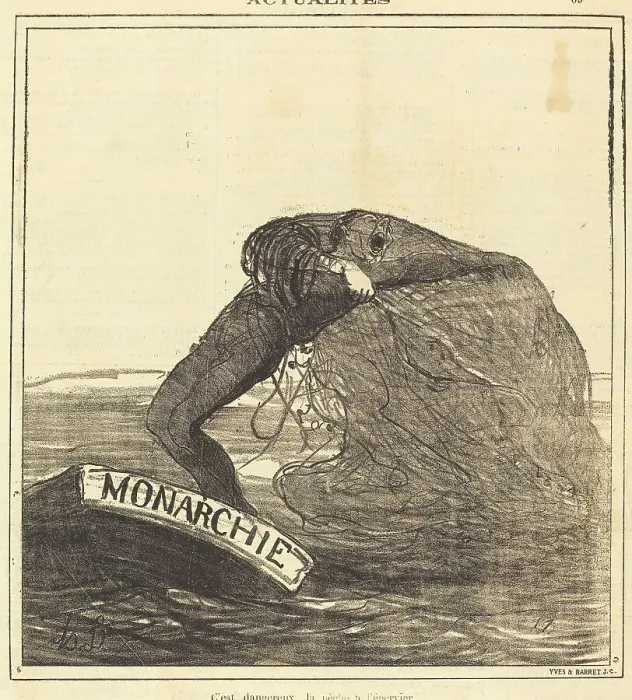 Framed Print : C'est dangereux, la pêche à l'épervier, 1871. Creator: Honore Daumier Framed Print : C'est dangereux, la pêche à l'épervier, 1871. Creator: Honore Daumier