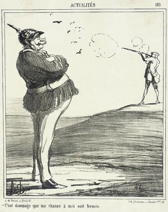 Framed Print : C'est dommage que ma chasse à moi soit fermée, 1867. Creator: Honore Daumier Framed Print : C'est dommage que ma chasse à moi soit fermée, 1867. Creator: Honore Daumier