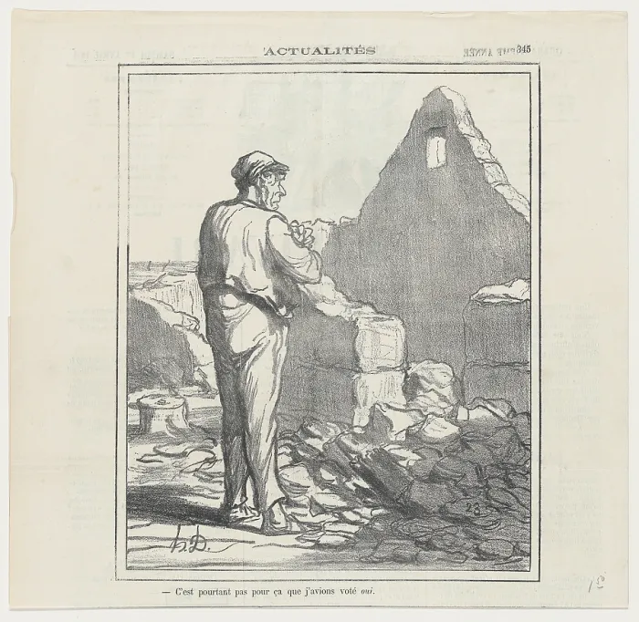 Framed Print : C'est pourtant pas pour ca que j'avions vote oui, 1871. Creator: Honore Daumier. C'est pourtant pas pour ca que j'avions vote oui, 1871 Framed Print : C'est pourtant pas pour ca que j'avions vote oui, 1871. Creator: Honore Daumier. C'est pourtant pas pour ca que j'avions vote oui, 1871