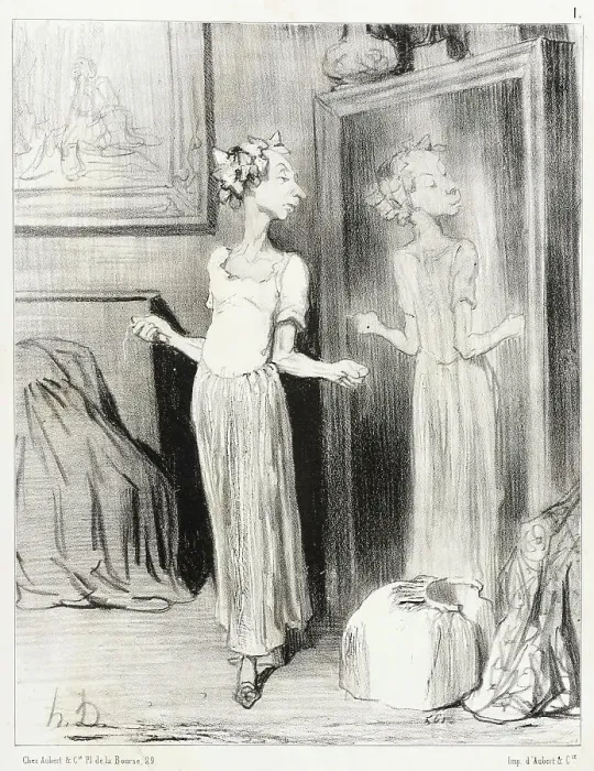 Framed Print : C'est singulier comme ce miroir m'applatit... 1844. Creator: Honore Daumier Framed Print : C'est singulier comme ce miroir m'applatit... 1844. Creator: Honore Daumier