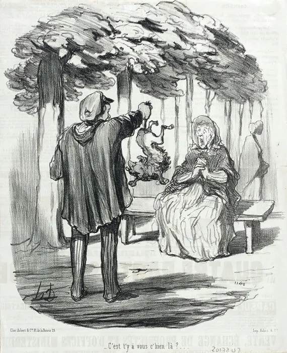 Framed Print : C'est t'y à vous c'hien là ?, 1847. Creator: Honore Daumier Framed Print : C'est t'y à vous c'hien là ?, 1847. Creator: Honore Daumier