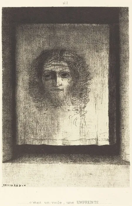 Framed Print : C'etait un voile, un empreinte (It was a veil, an imprint), 1891. Creator: Odilon Redon Framed Print : C'etait un voile, un empreinte (It was a veil, an imprint), 1891. Creator: Odilon Redon