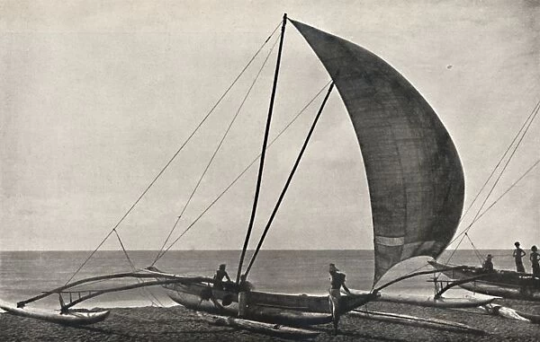 Ceylonesisches Seefischerboot mit Ausleger, 1926