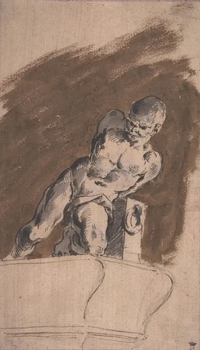 Framed Print : Chained Nude Prisoner, After Pietro Tacca, 1729-1804. Creator: Pietro Antonio Novelli