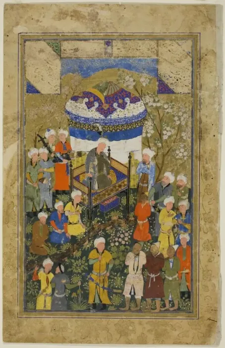 Framed Print : Chained Prisoners are Brought Before a King, a scene from the Gulistan of Sa di, c. 1550 Framed Print : Chained Prisoners are Brought Before a King, a scene from the Gulistan of Sa di, c. 1550