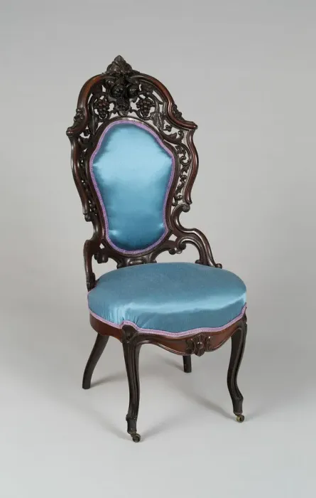Framed Print : Side Chair, 1856 / 65. Creator: John and Joseph W. Meeks Company Framed Print : Side Chair, 1856 / 65. Creator: John and Joseph W. Meeks Company