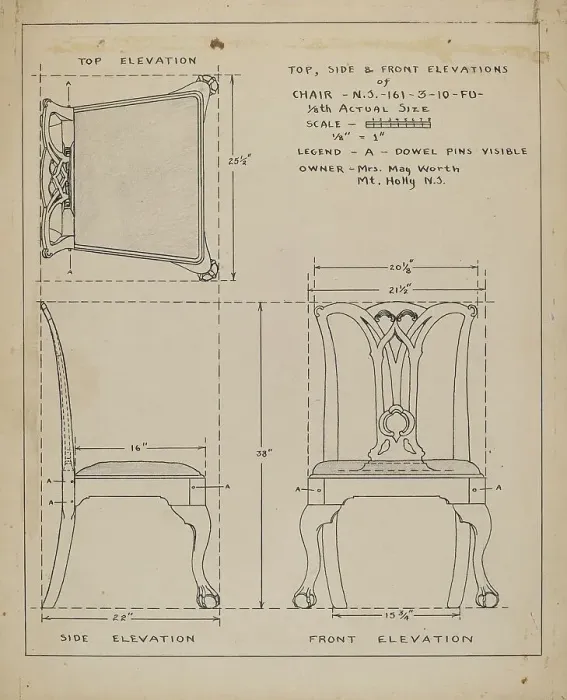 Framed Print : Chair, 1935 / 1942. Creator: Unknown Framed Print : Chair, 1935 / 1942. Creator: Unknown