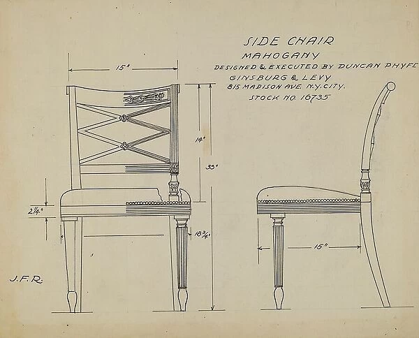 Side Chair, 1935 / 1943. Creator: Unknown