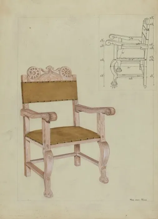 Framed Print : Chair, c. 1937. Creator: Vera Van Voris Framed Print : Chair, c. 1937. Creator: Vera Van Voris