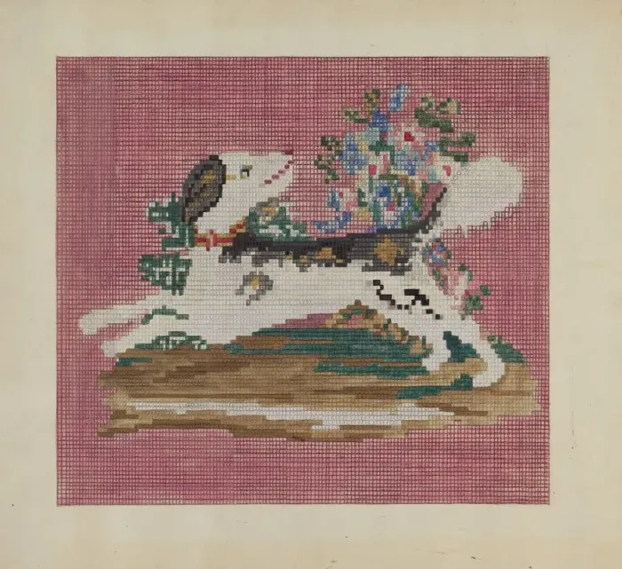 Framed Print : Chair Cover, c. 1937. Creator: Mabel Ritter Framed Print : Chair Cover, c. 1937. Creator: Mabel Ritter