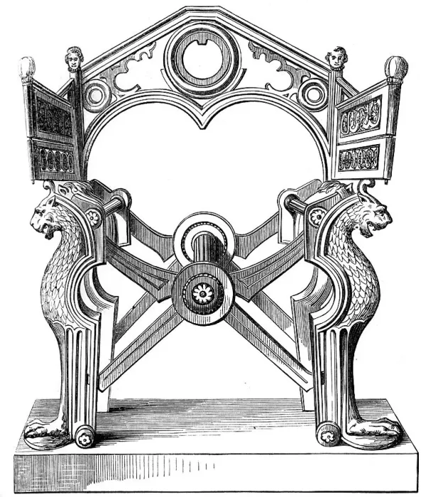 Framed Print : The Chair of Dagobert, 7th century, (1849) Framed Print : The Chair of Dagobert, 7th century, (1849)