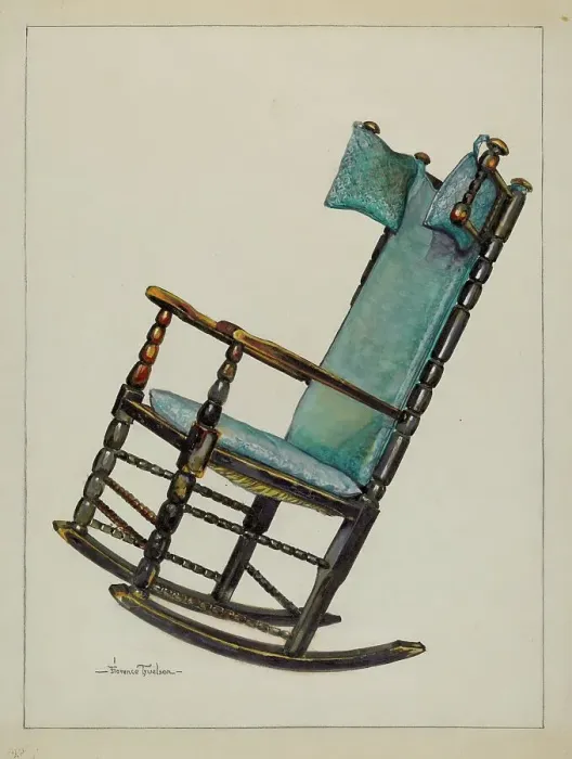 Framed Print : Chair with Head Rests, c. 1937. Creator: Florence Truelson Framed Print : Chair with Head Rests, c. 1937. Creator: Florence Truelson