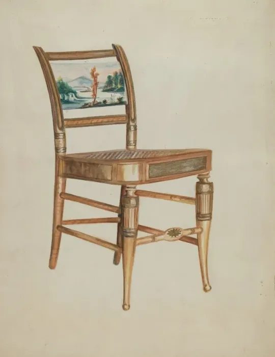 Framed Print : Chair - with Hudson River Scenes, c. 1936. Creator: Ella Josephine Sterling Framed Print : Chair - with Hudson River Scenes, c. 1936. Creator: Ella Josephine Sterling