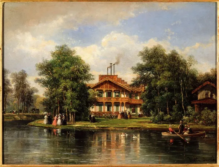 Framed Print : Chalet de la Porte Jaune in Bois de Vincennes, c1860. Creator: Pierre Justin Ouvrie Framed Print : Chalet de la Porte Jaune in Bois de Vincennes, c1860. Creator: Pierre Justin Ouvrie