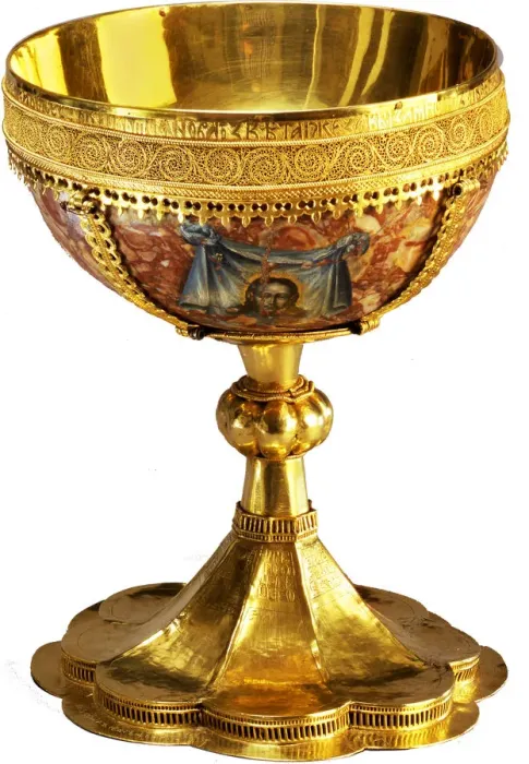 Framed Print : Chalice (Donation to the Trinity Sergius Monastery by Vasily II, Grand Prince of Moscow (Vasily the Blind), 1439. Artist: Fomin, Ivan (active Early 15th cen. ) Framed Print : Chalice (Donation to the Trinity Sergius Monastery by Vasily II, Grand Prince of Moscow (Vasily the Blind), 1439. Artist: Fomin, Ivan (active Early 15th cen. )