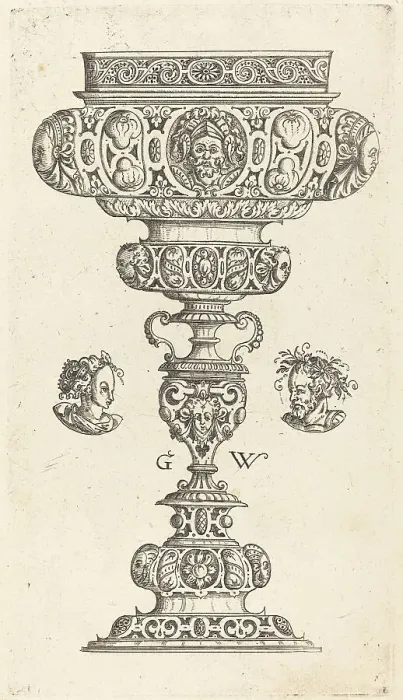 Framed Print : Chalice with Head of a Warrior, published 1579. Creator: Georg Wechter I Framed Print : Chalice with Head of a Warrior, published 1579. Creator: Georg Wechter I