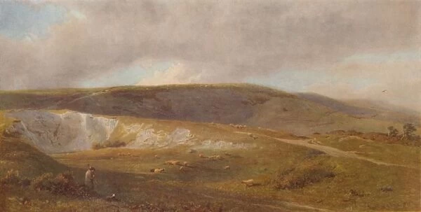 A Chalk Pit on the Downs, near Eastbourne, 1871, (1935). Artist: Henry George Hine
