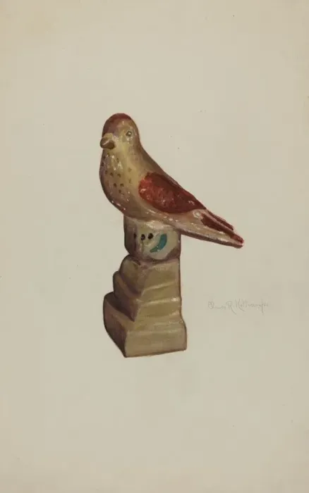 Framed Print : Chalkware Bird, c. 1940. Creator: Elmer R. Kottcamp Framed Print : Chalkware Bird, c. 1940. Creator: Elmer R. Kottcamp