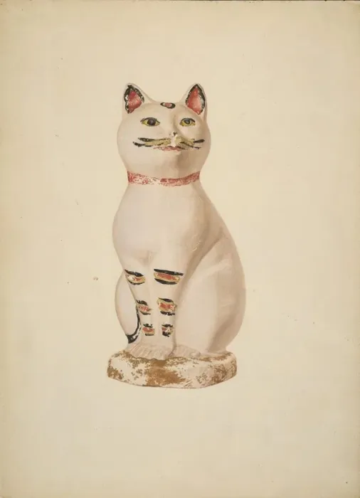 Framed Print : Chalkware Cat, c. 1940. Creator: Betty Fuerst Framed Print : Chalkware Cat, c. 1940. Creator: Betty Fuerst