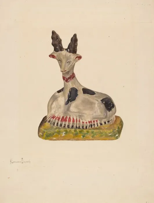 Framed Print : Chalkware Deer, c. 1937. Creator: H. Langden Brown Framed Print : Chalkware Deer, c. 1937. Creator: H. Langden Brown