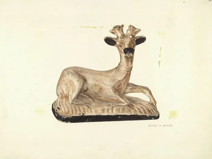 Framed Print : Chalkware Deer, c. 1939. Creator: Milton Bevier Framed Print : Chalkware Deer, c. 1939. Creator: Milton Bevier