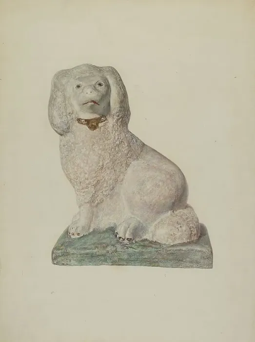 Framed Print : Chalkware Dog, c. 1940. Creator: Sadie Berman Framed Print : Chalkware Dog, c. 1940. Creator: Sadie Berman