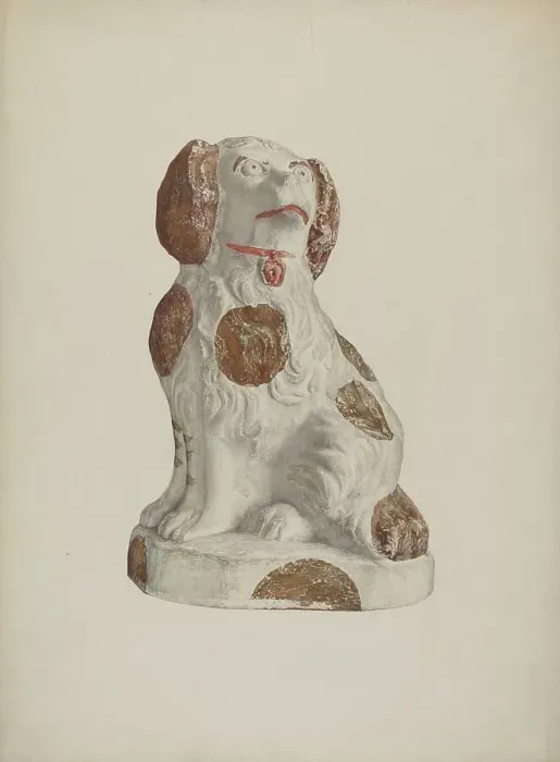 Framed Print : Chalkware Dog, c. 1941. Creator: Sadie Berman Framed Print : Chalkware Dog, c. 1941. Creator: Sadie Berman