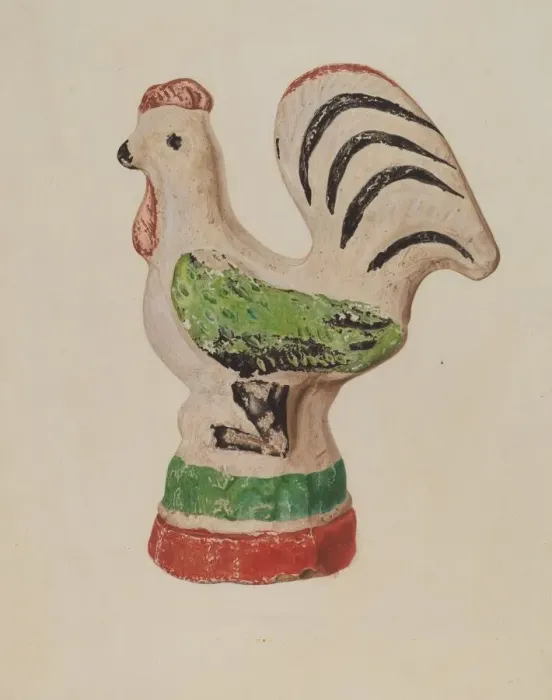 Framed Print : Chalkware Rooster, c. 1940. Creator: Betty Fuerst Framed Print : Chalkware Rooster, c. 1940. Creator: Betty Fuerst