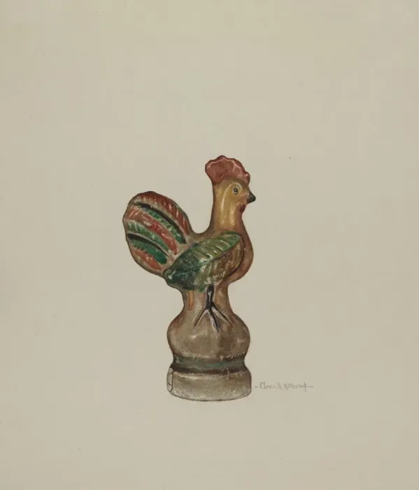 Framed Print : Chalkware Rooster, c. 1940. Creator: Elmer R. Kottcamp Framed Print : Chalkware Rooster, c. 1940. Creator: Elmer R. Kottcamp