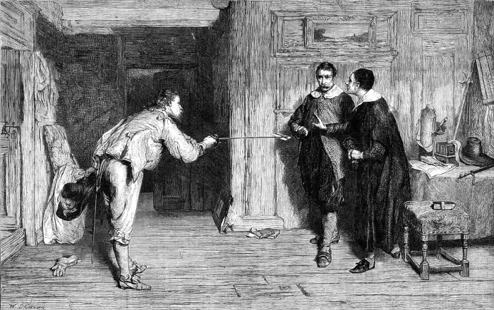 Framed Print : The Challenge: A Puritan's Struggle between Honour and Conscience, by W. G. Orchardson... 1864. Creator: W Thomas. The Challenge: A Puritan's Struggle between Honour and Conscience, by W. G. Orchardson... 1864 Framed Print : The Challenge: A Puritan's Struggle between Honour and Conscience, by W. G. Orchardson... 1864. Creator: W Thomas. The Challenge: A Puritan's Struggle between Honour and Conscience, by W. G. Orchardson... 1864