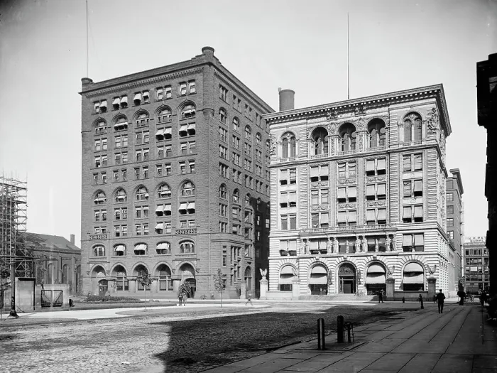 Framed Print : Chamber of Commerce & Society for Savings blgs. ca 1900. Creator: Unknown. Chamber of Commerce & Society for Savings blgs. ca 1900. Creator: Unknown