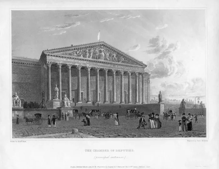 Framed Print : The Chamber of Deputies, principal entrance, Paris, France, 1822. Artist: J Redaway Framed Print : The Chamber of Deputies, principal entrance, Paris, France, 1822. Artist: J Redaway