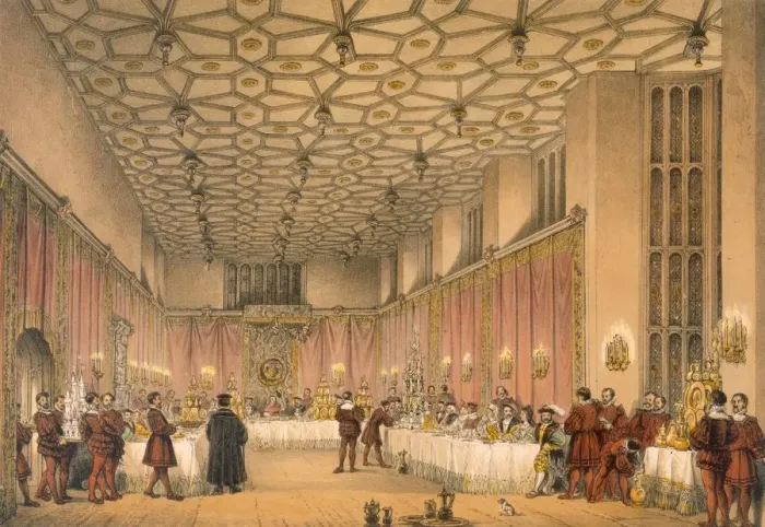 Framed Print : The Chamber, Hampton Court, pub. 1838. Creator: Joseph Nash (1809-78) Framed Print : The Chamber, Hampton Court, pub. 1838. Creator: Joseph Nash (1809-78)