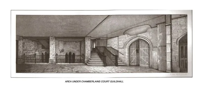Framed Print : Under the Chamberlains Court Guildhall, 1886. Artist: Henry Hodge Framed Print : Under the Chamberlains Court Guildhall, 1886. Artist: Henry Hodge