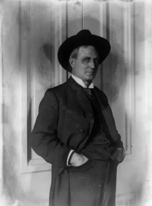 Framed Print : Champ Clark, half-length portrait, standing, facing right, hands in pants pockets, (1898?). Creator: Frances Benjamin Johnston Framed Print : Champ Clark, half-length portrait, standing, facing right, hands in pants pockets, (1898?). Creator: Frances Benjamin Johnston