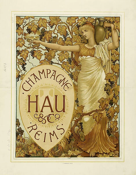 Champagne Hau & Co, Reims, 1893. Creator: Crane, Walter (1845-1915). Champagne Hau & Co, Reims, 1893. Creator: Crane, Walter (1845-1915)