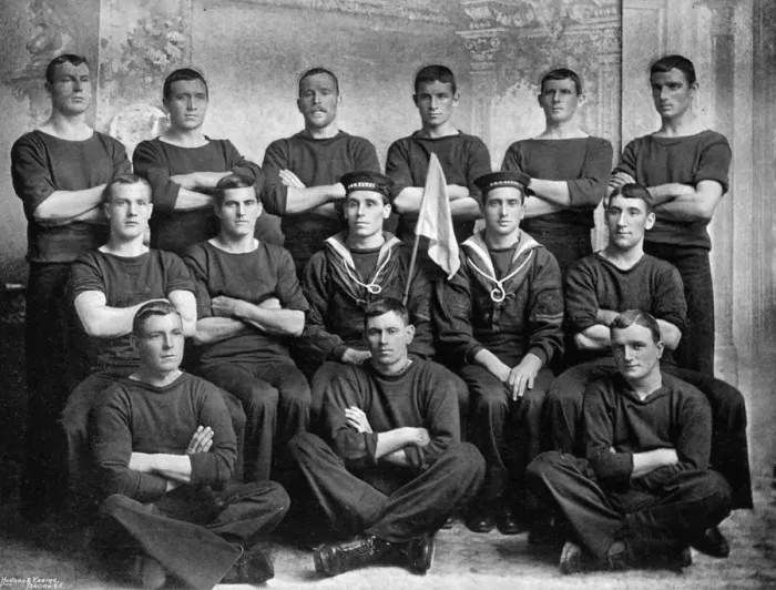 Framed Print : The champion duty boat crew of HMS Hawke, 1896. Artist: R Ellis Framed Print : The champion duty boat crew of HMS Hawke, 1896. Artist: R Ellis