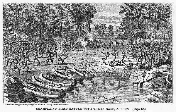 Champlains First Battle with the Indians, AD 1609, (1877)
