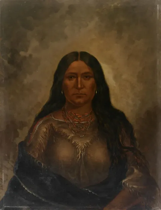 Framed Print : Chan-ku-wash-te-mine (Good Road Woman), ca. 1887. Creator: Antonio Zeno Shindler Framed Print : Chan-ku-wash-te-mine (Good Road Woman), ca. 1887. Creator: Antonio Zeno Shindler